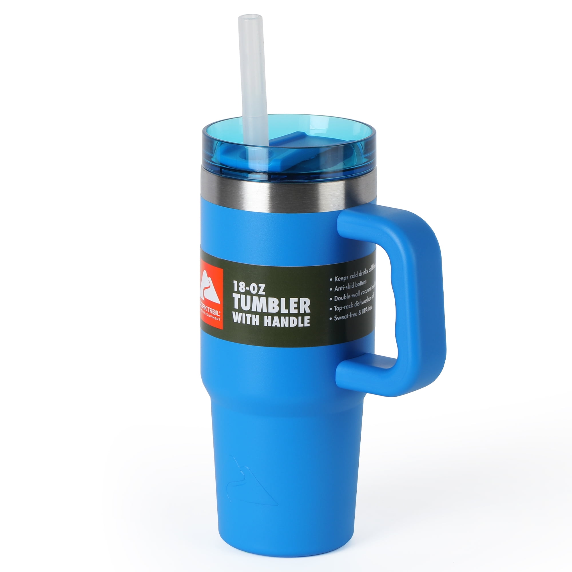 Ozark Trail 18 oz Insulated Stainless Steel Tumbler With Handle, Electric Blue