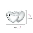 thumbnail image 3 of Bling Jewelry Womens Valentine Heart Shape Two Hearts As One Charm Bead Sterling Silver, 3 of 4