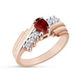 thumbnail image 3 of Oval Shape Natural Diamond And Simulated Garnet In 14K Rose Gold Over 925 Sterling Silver Ring Size 14, 3 of 4