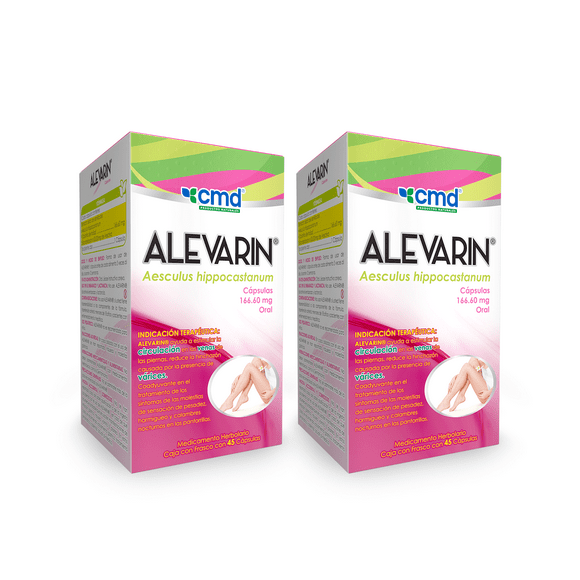 ALEVARIN Castaño de Indias | CMD | Duo pack 2 Cajas con frascos de 45 Cápsulas c/u.