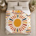 thumbnail image 5 of Stacked Sunburst Circles on Cream, Cheerful Modern Style for Sun Lovers, Geometric Solar Dot Pattern and Birthday Gift, Soft Flannel Blanket for Bedroom and Living Room, Home Decor, 5 of 9