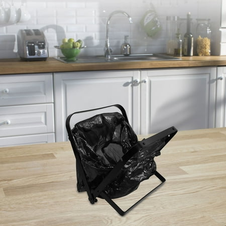 LOLIPPYY Black Folding Garbage Holder Rectangular Storage Rack 1-Pack for Indoor Trash Can Organization and Space Saving