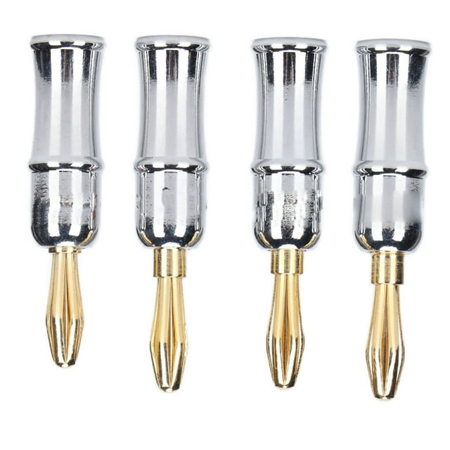 Conector de clavija de plátano chapado en oro, Preffair 4PCS Conector de banana Conector de banana de seis hojas Conectores de altavoz tipo banana Altamente versátiles
