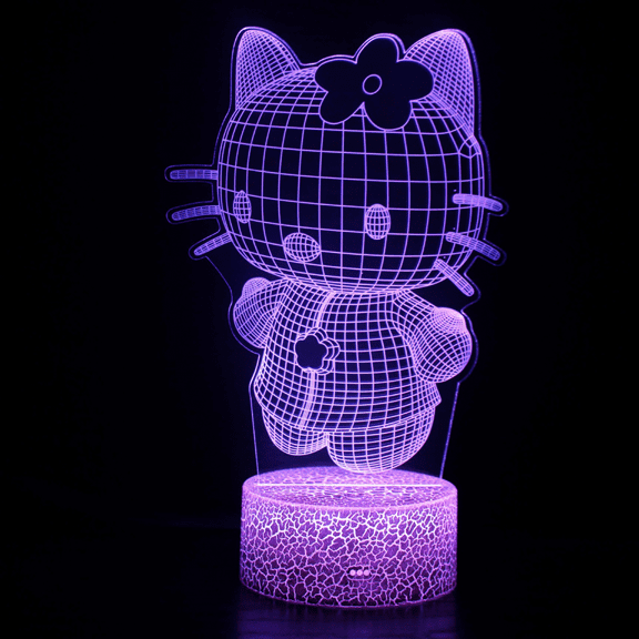 3D Night Light for Kids, Hello Kitty 3D Illusion Lamp with Remote & Smart Touch 16 Changeable Colors for Children's Room Decoration Christmas Birthday Gift A713-784