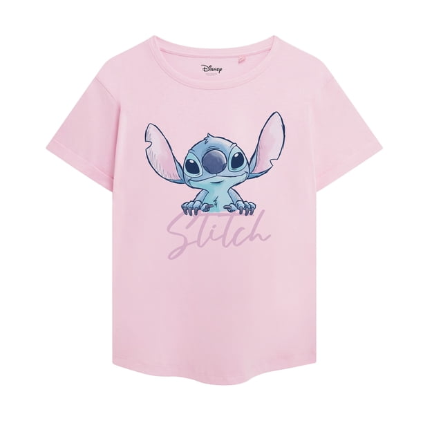 Lilo & Stitch - Camiseta Acuarela para Mujer (Rosa Claro)
