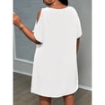 thumbnail image 2 of White Plus Size Dress With Cold Shoulder Sleeves And Scallop Edge V-Neck, 2 of 7