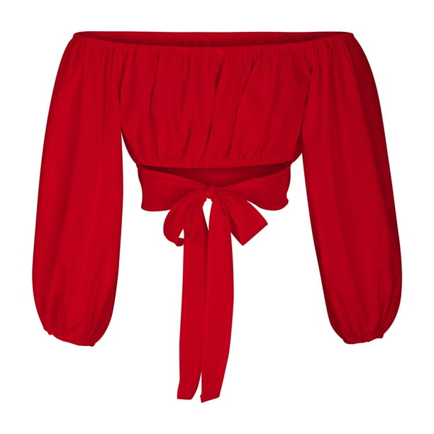 Blusa superior de camisa de color sólido con cuello en T y manga