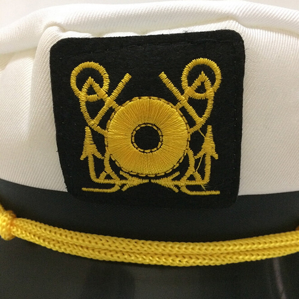 Duoif Captain Hat White Cap Sailor Navy Hat Gold Yacht Boat Caps Sailor Hat White