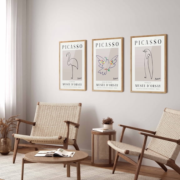 Picasso Animal Line Art Print Neutral Home Decor Home Decor Office Wall Art Set 3