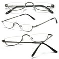 thumbnail image 4 of KOOSUFA Half Metal Moon Reading Glasses +1.75 Spring Hinge Half Frame Readers Eyeglasses Eyewear Grey, 4 of 8