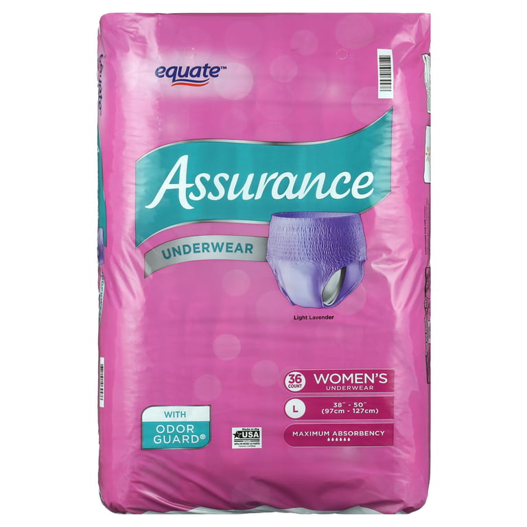Assurance Women's Incontinence & Postpartum Underwear, Maximum Absorbency,  L (36 Count) 