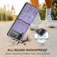 thumbnail image 6 of Phone Case for Samsung Galaxy Z Flip 4 5G Sculpture Geometrical Pattern Slim Phone Cover Premium Shockproof Matting Hard PU Back & Anti-Slip Microfiber Inner Strip Stand Protector - Purple, 6 of 14