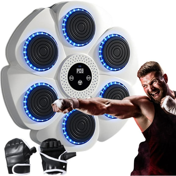 2025 Upgraded Music Boxing Machine for Adults and Kids, Large Size Wall Mounted Boxing Training Equipment with Gloves, Punching Bag for Home, Office, and Gym, 9 Modes & 9 Speeds(White)