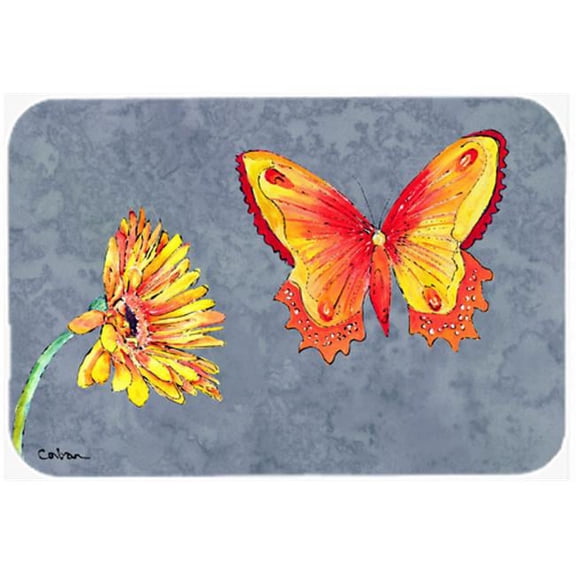9.5 x 8 in. Gerber Daisy and Buttefly Mouse Pad, Hot Pad or Trivet