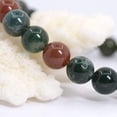 thumbnail image 2 of Natural Multicolor Indian Agate Gemstone 8mm Round Beads Stretch Bracelet 7" Unisex, 2 of 4