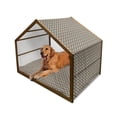 thumbnail image 1 of Mid Century Pet House, Herringbone Pattern in Retro Colors Simple Funky Design of Classic Mosaic Tile, Outdoor & Indoor Portable Dog Kennel with Pillow and Cover, 5 Sizes, Multicolor, by Ambesonne, 1 of 4