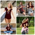 thumbnail image 2 of Womens Tops Casual T Shirts Color Block Graphic Short Sleeve Beach Summer Layer Clothes, 2 of 8