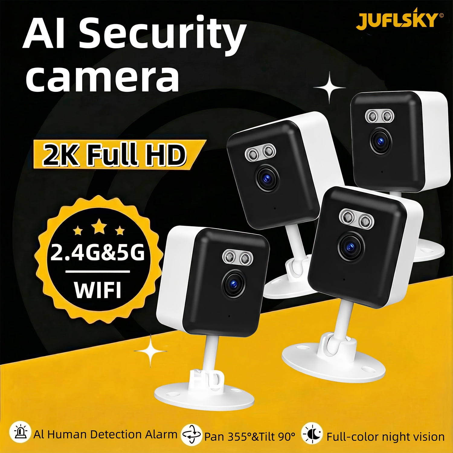 Smart Security Camera 2K HD, 5G/2.4GHz WiFi Indoor Camera with Two-Way Audio, AI Human Detection, Auto Tracking, Alarm for Baby, Pet & Elderly Monitor