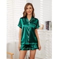 thumbnail image 2 of Women's Pajama Sets Satin Sleepwear Button Down Short Sleeve Pj Silk Tops and Shorts 2-Piece Loungewear, 2 of 11