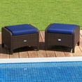 thumbnail image 2 of YYAo Footstool Ottoman Seat,2 Pieces Outdoor Patio PE Wicker Ottomans with Removable Cushions-Navy, 2 of 10