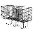 thumbnail image 6 of mDesign Metal Storage Organizer Basket with 6 Hooks - Wall Mount - Black, 6 of 7
