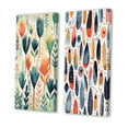 thumbnail image 3 of Designart "Teal Coral Scandinave Floral Pattern Coastal Florals" Abstract Wall Art Set Of 2 - Teal Floral Canvas Set For Living Room Decor, 3 of 7