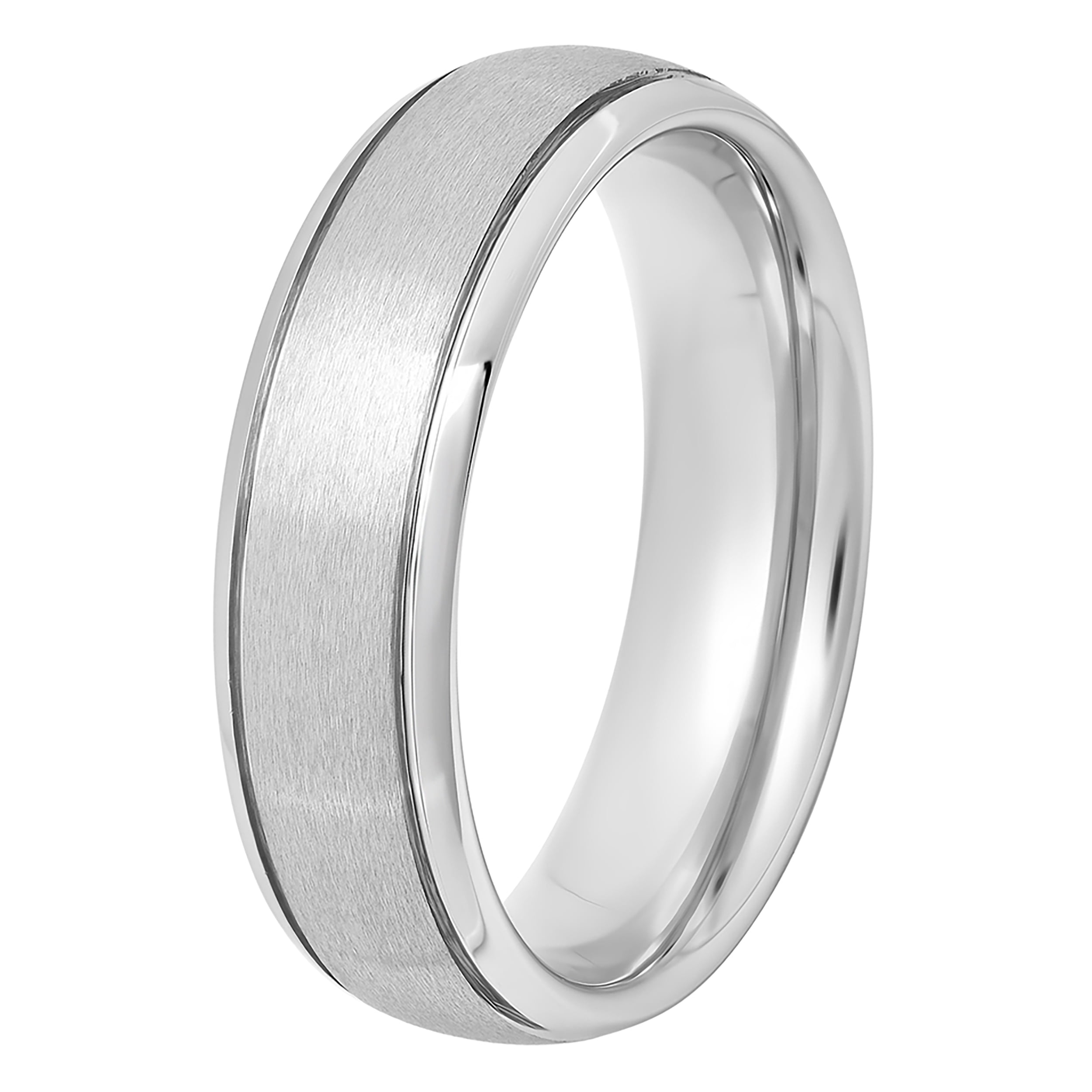 Brilliance Fine Jewelry Men's Tungsten 6MM Grooved Comfort Fit Wedding Band - Mens Ring