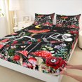 thumbnail image 3 of Homewish Red Rustic Mushroom Bed Sheets,Gothic Skull Skeleton King Sheets,Colorful Country Floral Sheet Set For Girls Kids,Luxury Bedroom Decor,4pcs, 3 of 7