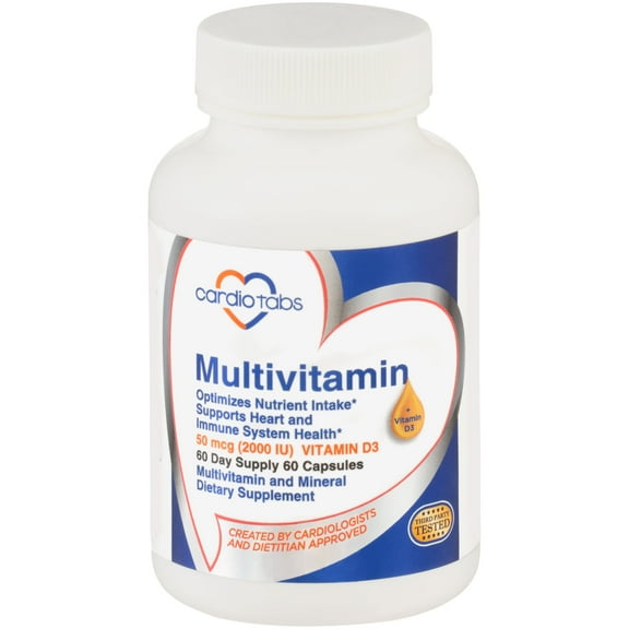 Cardiotabs Multivitamin - 60 Day Supply - Packed with Natural antioxidants and 2000 IU Vitamin D3