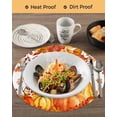 thumbnail image 3 of 13 Inch Round Placemats Set of 6, Autumn Pumpkin Non Slip Heat Insulation PP Table Mats, Thanksgiving Fall Orange Red Gold Leaf Washable Place Mats for Kitchen Dining Party Table Decor, 3 of 7