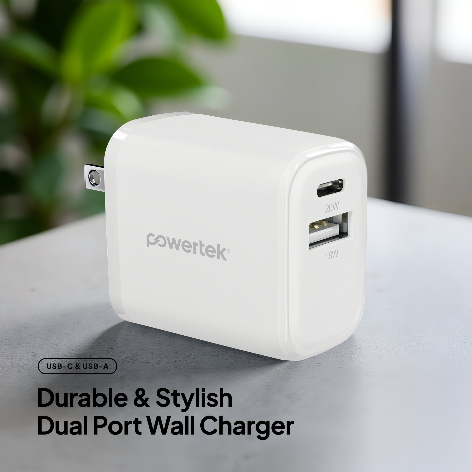 Liquipel Powertek Pastel Braided 20W Combo Wall Charger - White