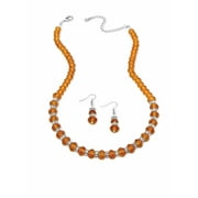 PalmBeach Jewelry Beaded Simulated Birthstone Necklace and Earrings Set in Silvertone
