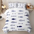 thumbnail image 2 of Manfei Doodle Ocean Fish Quilt King, Rustic Arrow King Coverlet Set, Navy White, 3pcs, 1 Bedspread and 2 Pillowcases, 2 of 7