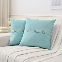 20×20 Inch Button Accent Throw Pillow Cover 2-Pack Textured Solid Decorative Cushion for Sofa Bed Living Room Decor