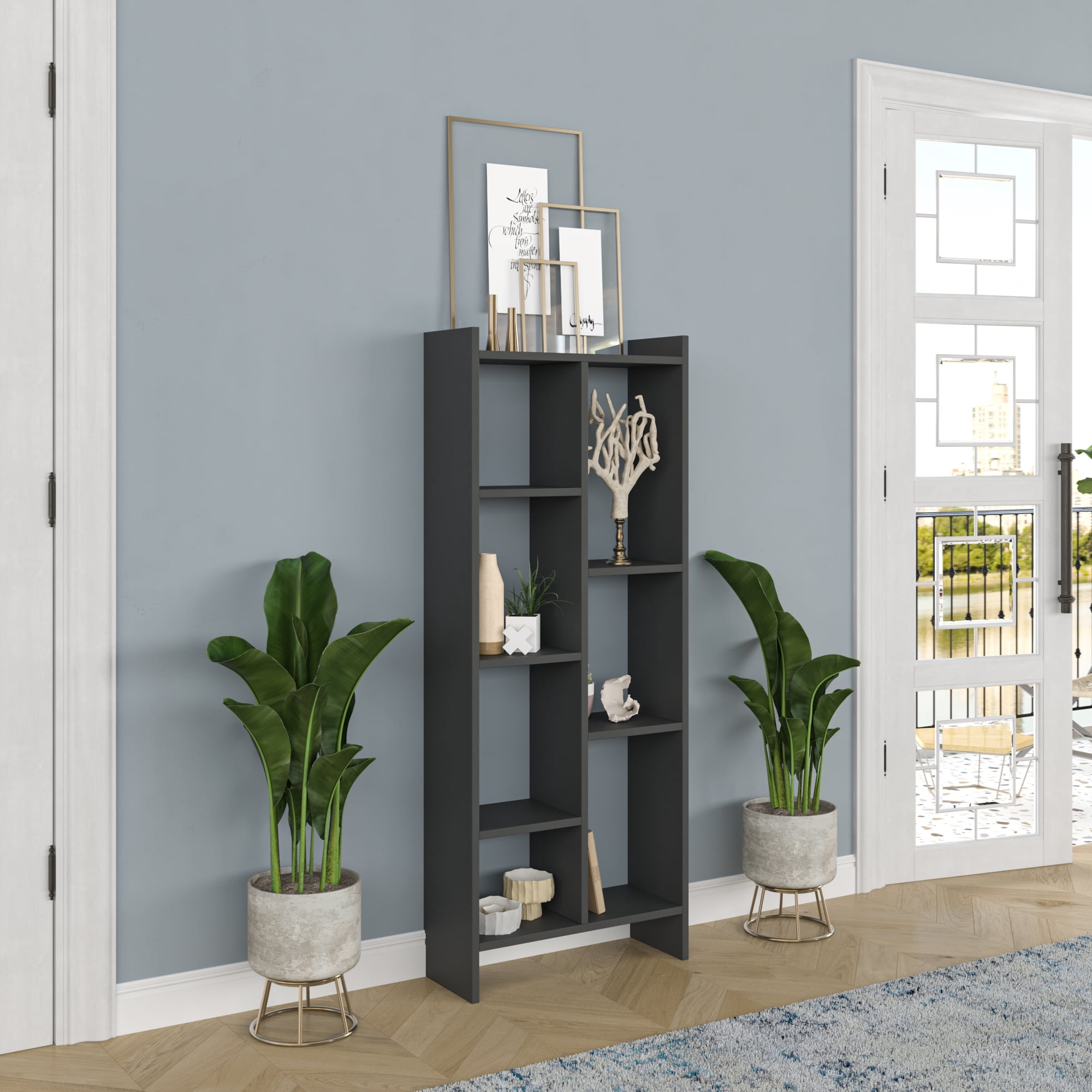 Ada Home Décor Eden 4 Tier Shelf Bookcase, Anthracite