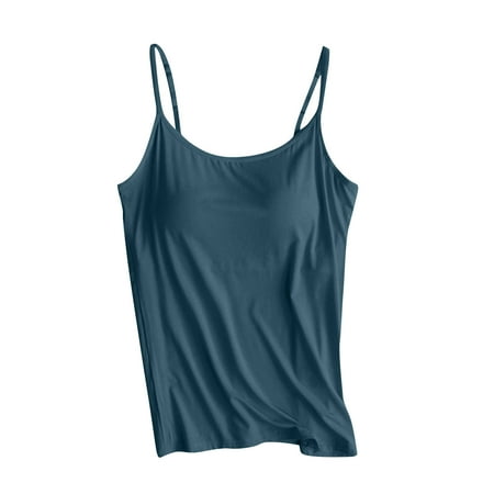 youzhen Tank Tops for Women Plus Size Women s Solid Color Adjustable Slim Camisole Tank Top Without Steel Ring Underwear Yoga Sports Tank Tops  Size M Green