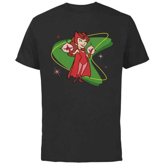 Marvel WandaVision Wanda Scarlett Witch 50s Retro - Short Sleeve Cotton T-Shirt for Adults - Customized-Black