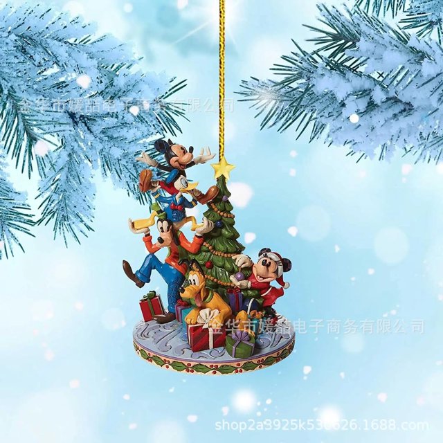 Colgante de Navidad de la serie de dibujos animados de Disney, Mickey Mouse, Minnie, periferales de aniversario, decoraciones, adornos de coche, regalo de muñeca, nuevo, 2023