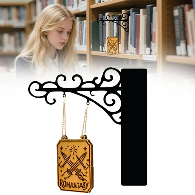 WHEANG Book Tavern Signs – Genre Shelf Labels With Hanging Brackets Handmade Halloween Categorize Books Bookshelf Signs Bookshelf Accessories Halloween Decor