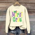 thumbnail image 2 of Baberdicy Sweatshirt for Women Mardi Women's Letter Printed Round Neck Long Sleeve Top Fleece Pullover Women Beige Mardi Gras, 2 of 4