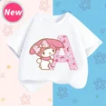 thumbnail image 3 of Camiseta de manga corta para niños con letras de la A a la Z de My Melody Anime, camiseta de algodón de verano para niños de Sanrio, regalo de cumpleaños kawaii suave con forma de corazón para niñas, 3 of 5