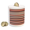 thumbnail image 2 of Striped Piggy Bank, Vintage Retro Pattern Geometric 60's Style Red Black Teal and Beige Colored Print, Ceramic Coin Bank Money Box for Cash Saving, 3.6" X 3.2", Multicolor, by Ambesonne, 2 of 4
