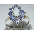 thumbnail image 2 of LBG British Made 10k White Gold Ring with Natural Opal & Tanzanite Womens Statement Ring - 33 size options - Size 4, 2 of 6