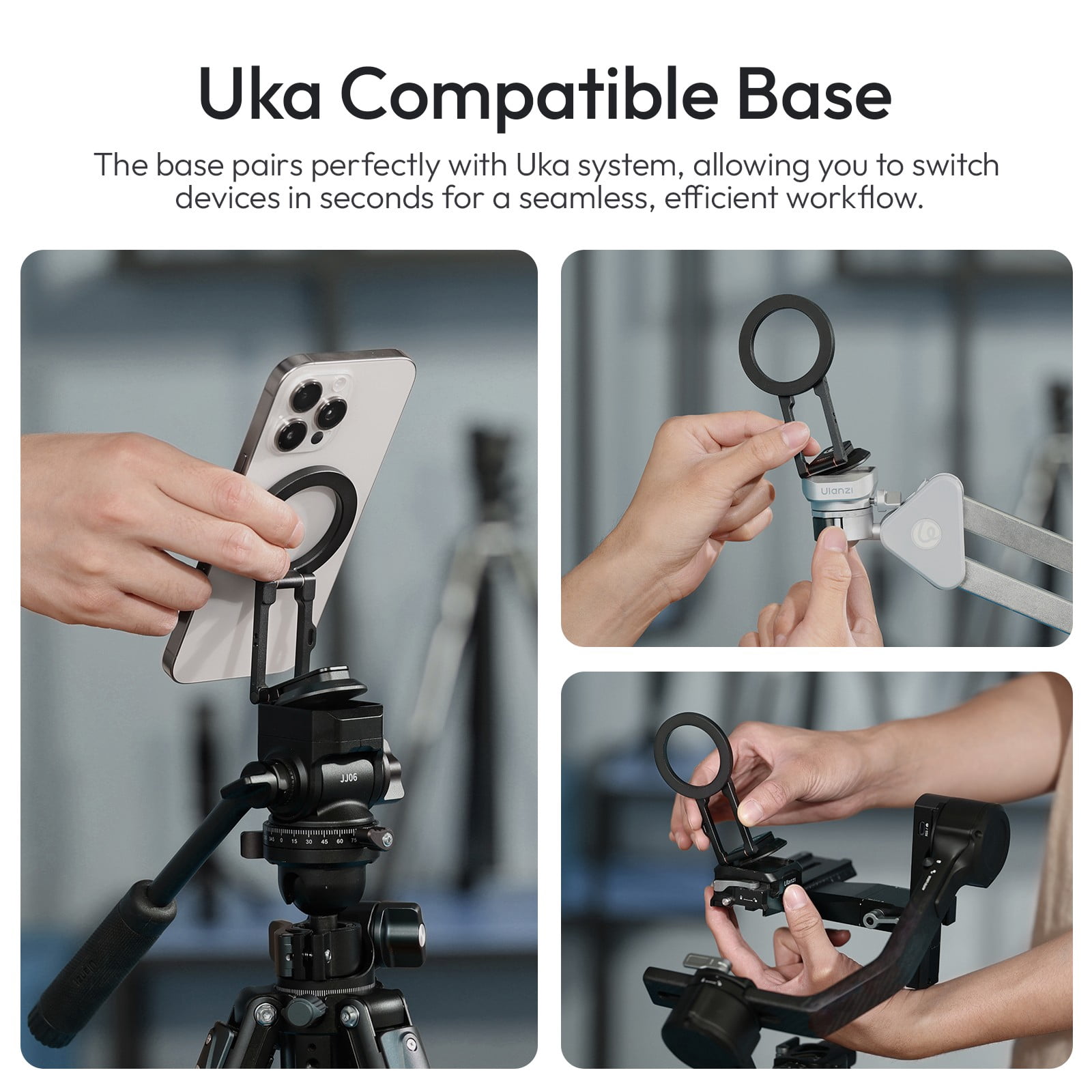 Ulanzi MA50 UKA Magnetic Phone Holder Stand is Compatible with MagSafe iPhone, Aluminum Alloy Foldable Mount with 1/4" Screw for Tripod & Selfie Stick