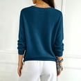 thumbnail image 4 of Gaukiv Long Sleeve Sweaters for Women Solid V Neck Slimming Lightweight Knit Pullovers Basic Blouses Layer Tops Dark Blue S, 4 of 6