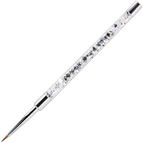 PANA 3D Kolinsky Nail Art Brush - Mango plateado con purpurina tamaño 2 - Pincel acrílico para escultura de uñas para manicura, pedicura, salón profesional o principiante