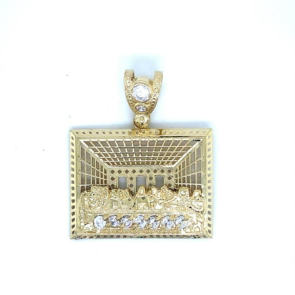 10k The Last Supper Penda nt with CZ Stones