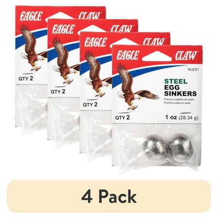 (4 pack) Eagle Claw 1 oz. Egg Sinker, Steel Weight, 2 Pack