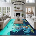 thumbnail image 3 of Cute Blue Dinosaur Large Area Rugs 5x8 ft Tree Silhouette Ukulele Mountain Flower Washable Rug Non Slip Indoor Carpet Absorbent Floor Mat for Living Room Bedroom Dining Room, 3 of 9