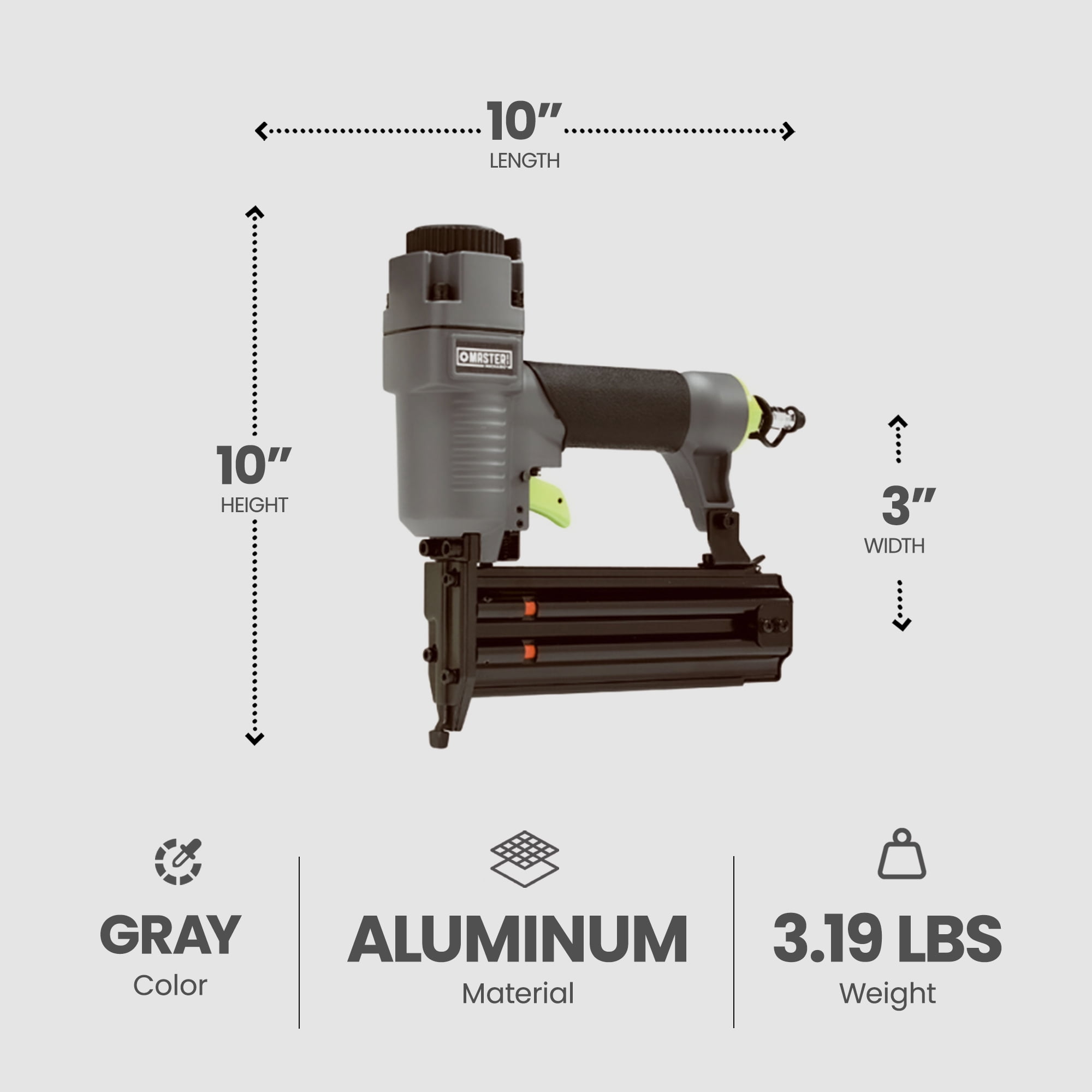 Master Mechanic Pneumatic 18 Gauge Die Cast Aluminum Brad Nailer